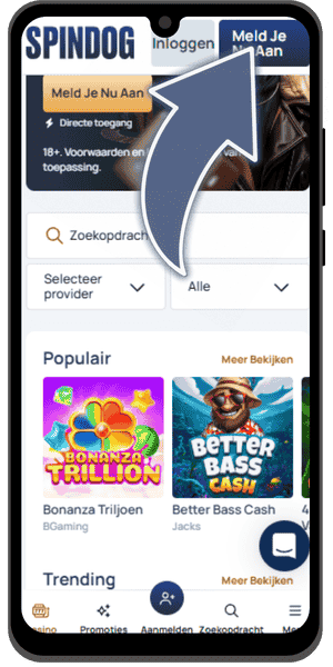 Registratiescherm SpinDog Casino